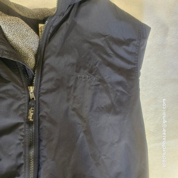 LL Bean Men's navy black Fleece Lined Warm Up winter jacket-super warm size L - Picture 5 of 15